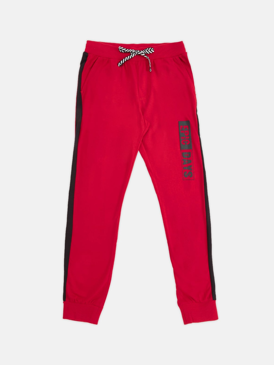 

Pantaloons Junior Boys Red Solid Pure Cotton Joggers