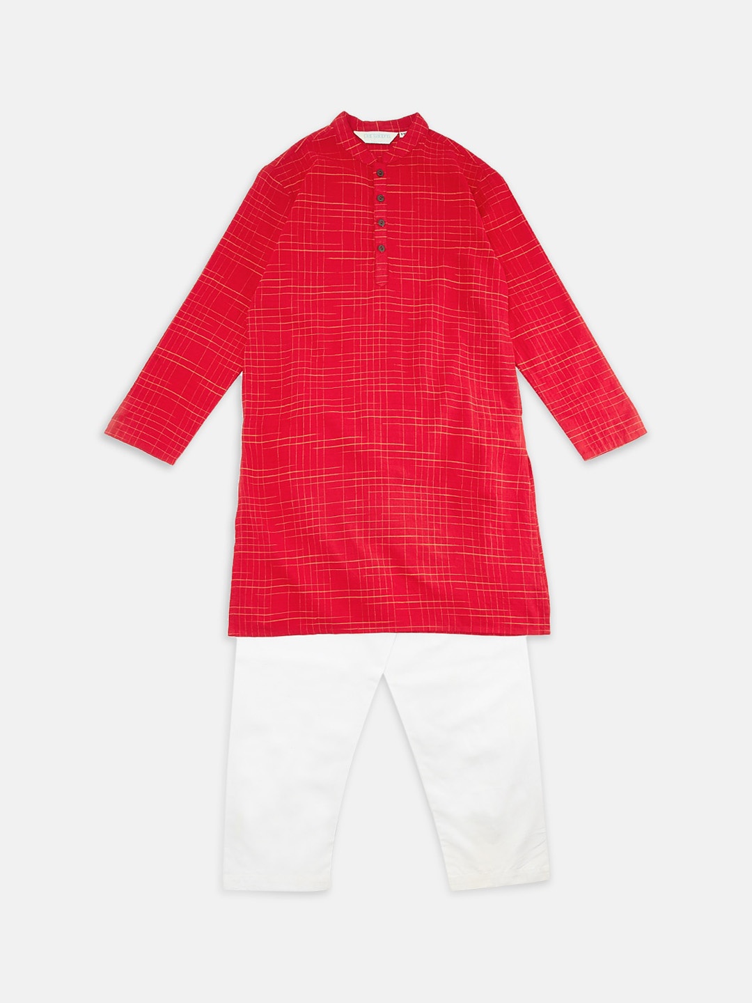

Indus Route by Pantaloons Boys Red Regular Pure Cotton Kurta with Pyjamas