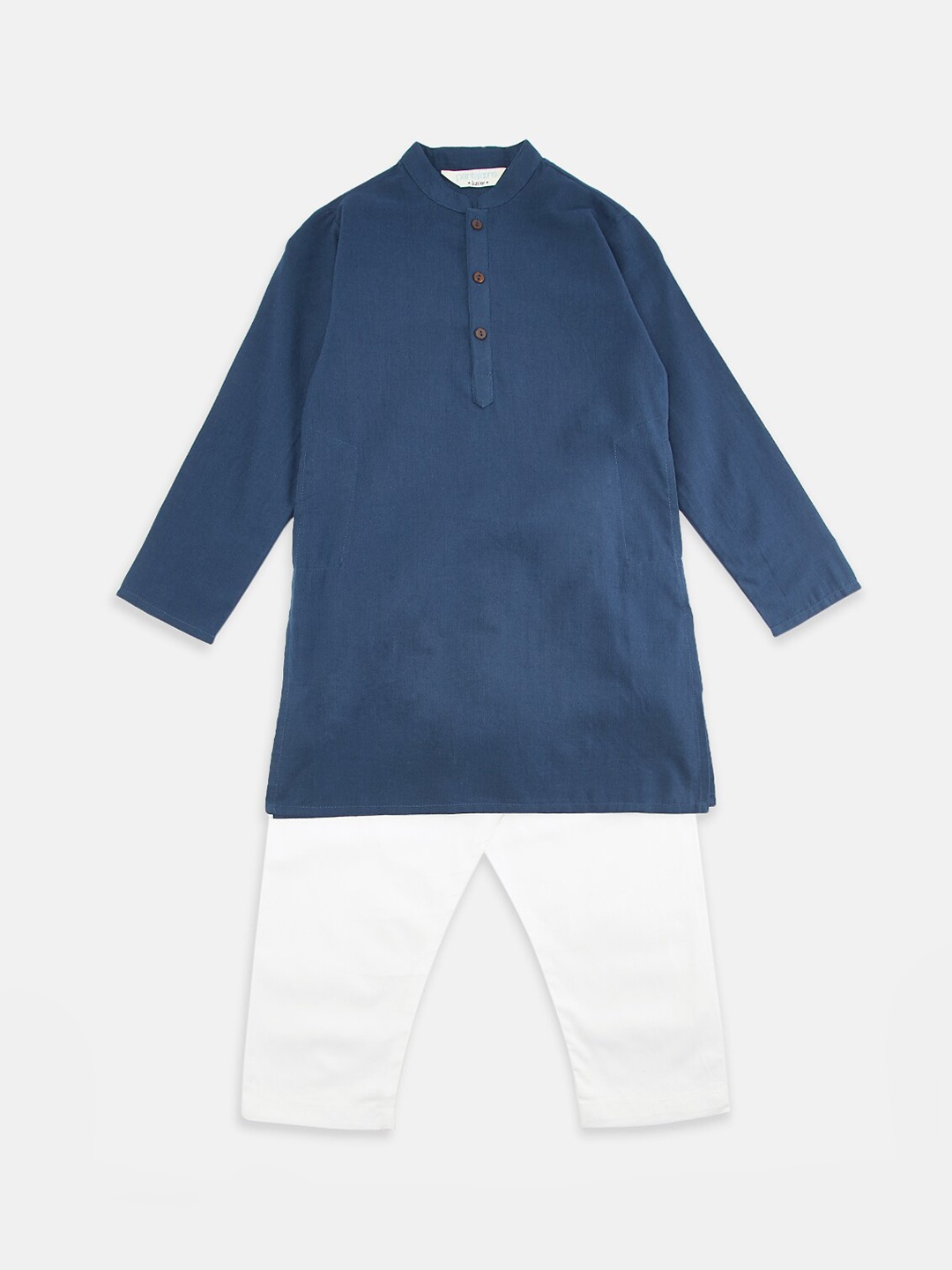 

indus route by Pantaloons Boys Navy Blue Regular Pure Cotton Kurta with Pyjamas