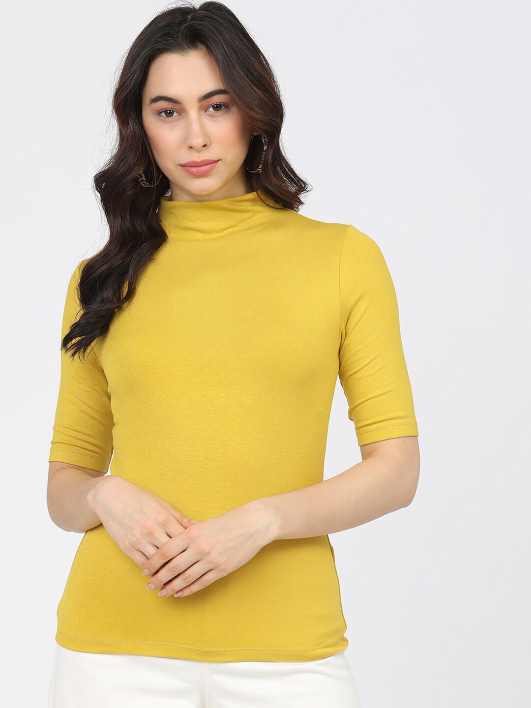 

Tokyo Talkies Yellow Fitted Top