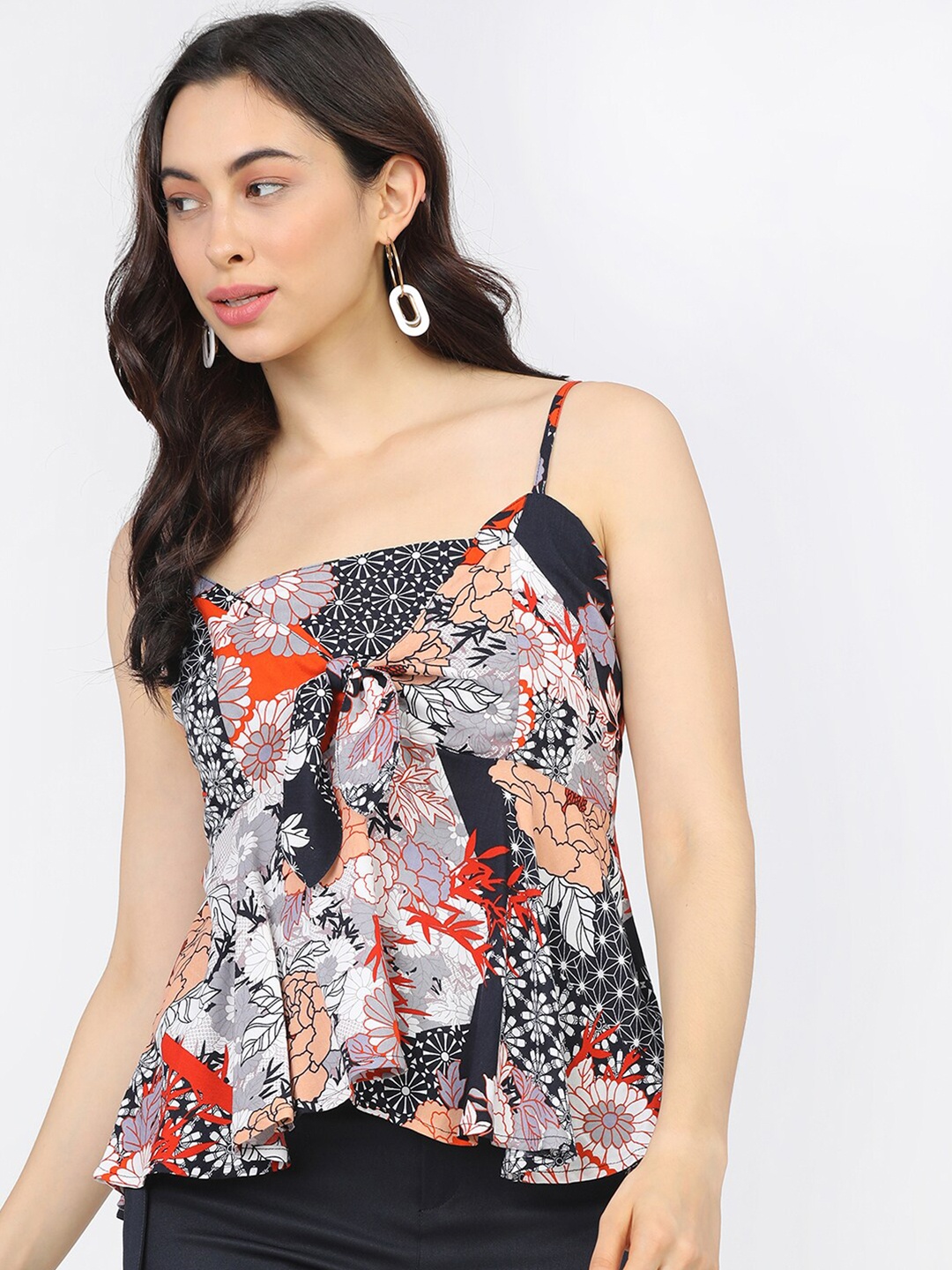 

Tokyo Talkies Black & White Floral A-Line Top