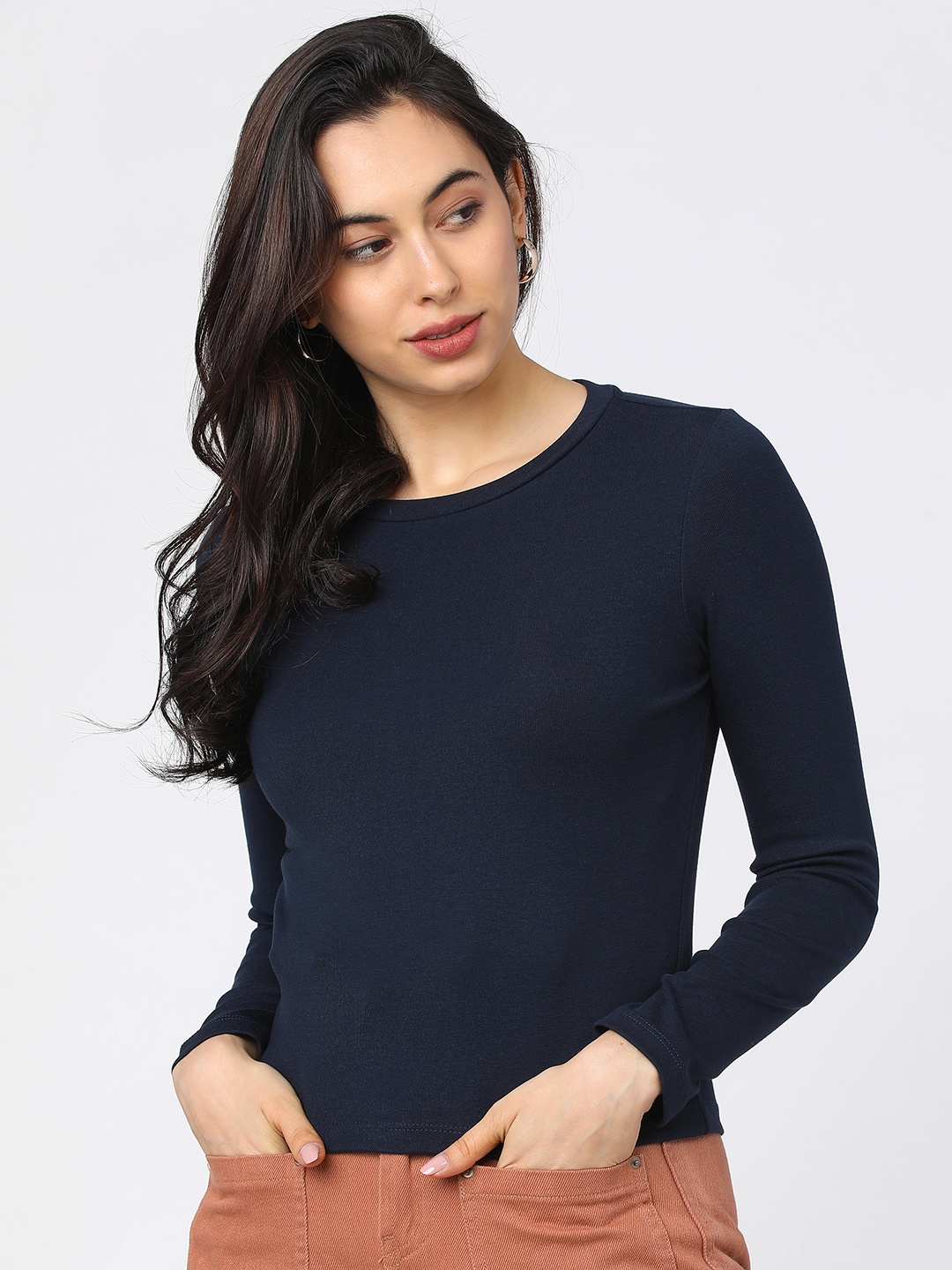 

Tokyo Talkies Navy Blue Fitted Top