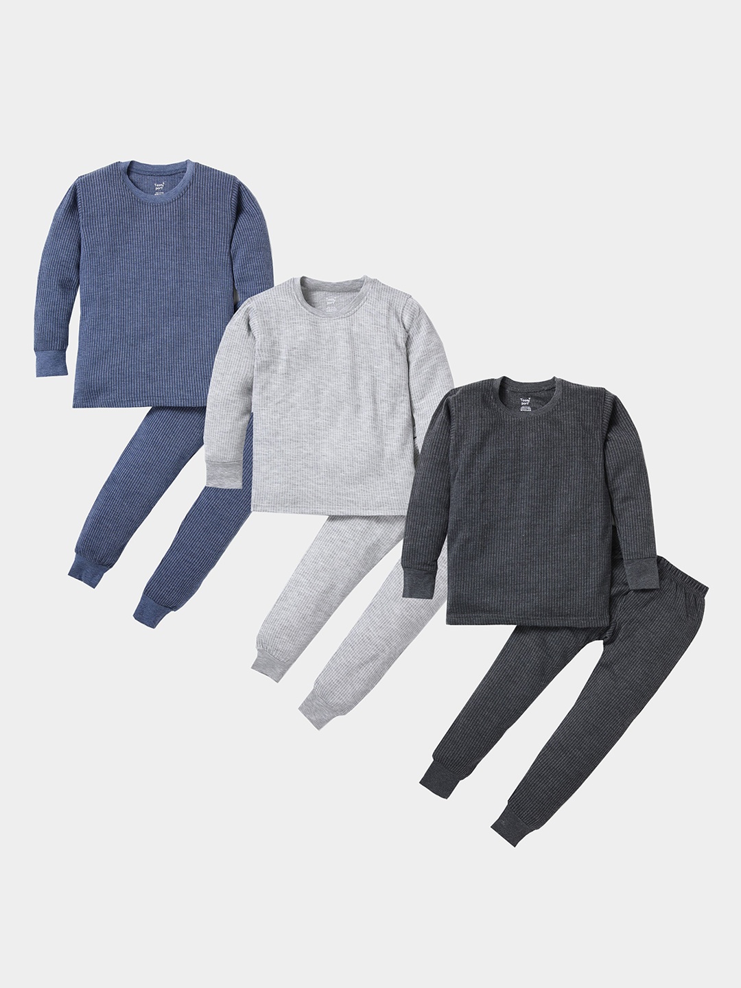 

Toonyport Boys Pack Of 3 Striped Thermal Set, Grey