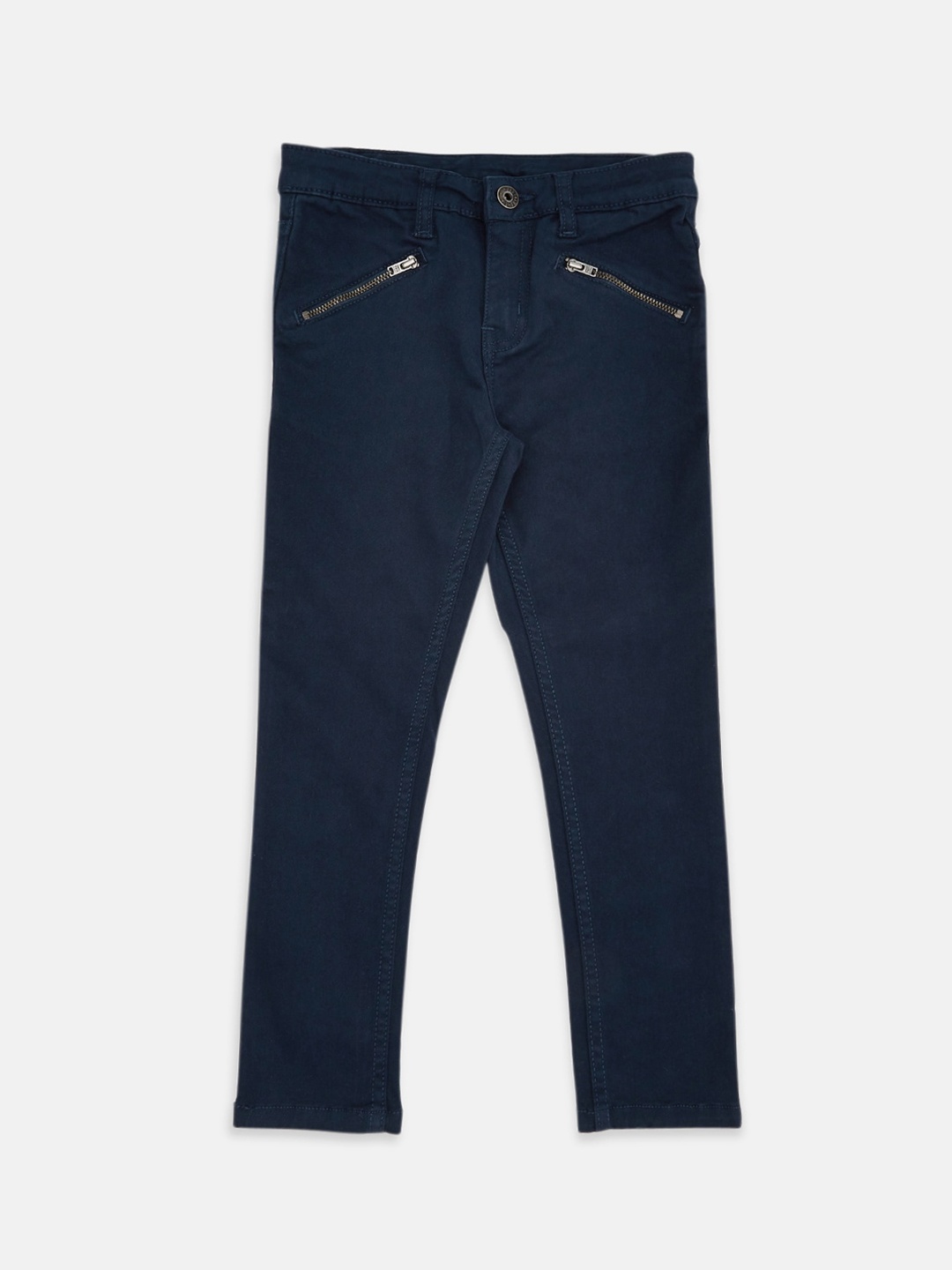 

Pantaloons Junior Girls Navy Blue Solid Regular Fit Mid rise Trousers