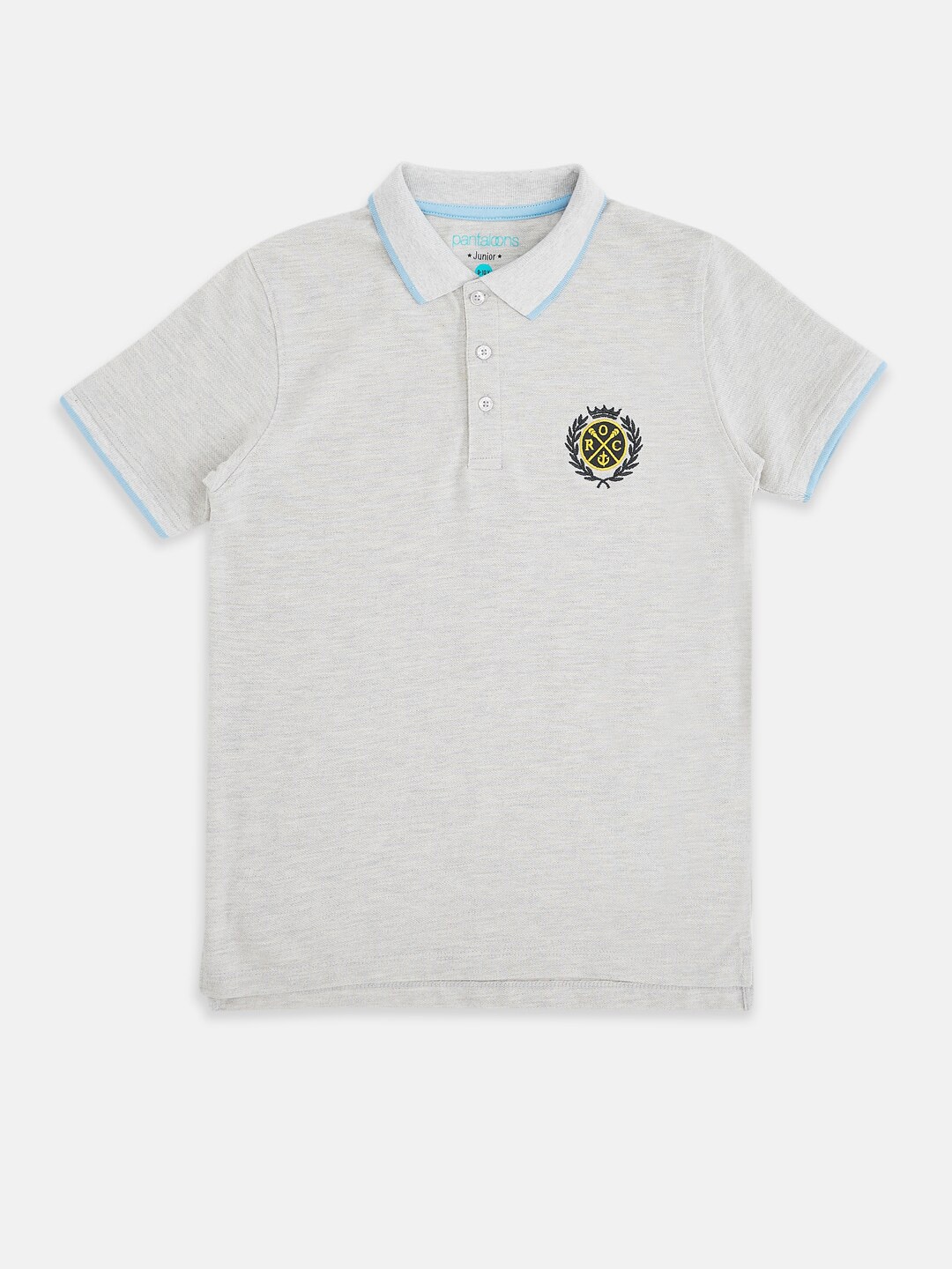 

Pantaloons Junior Boys Grey Melange Polo Collar T-shirt