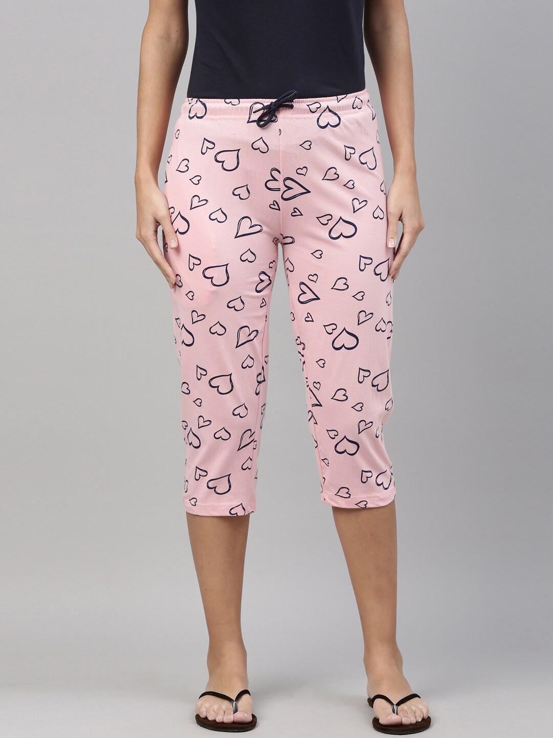 

Kryptic Women Pink & Black Printed Capris