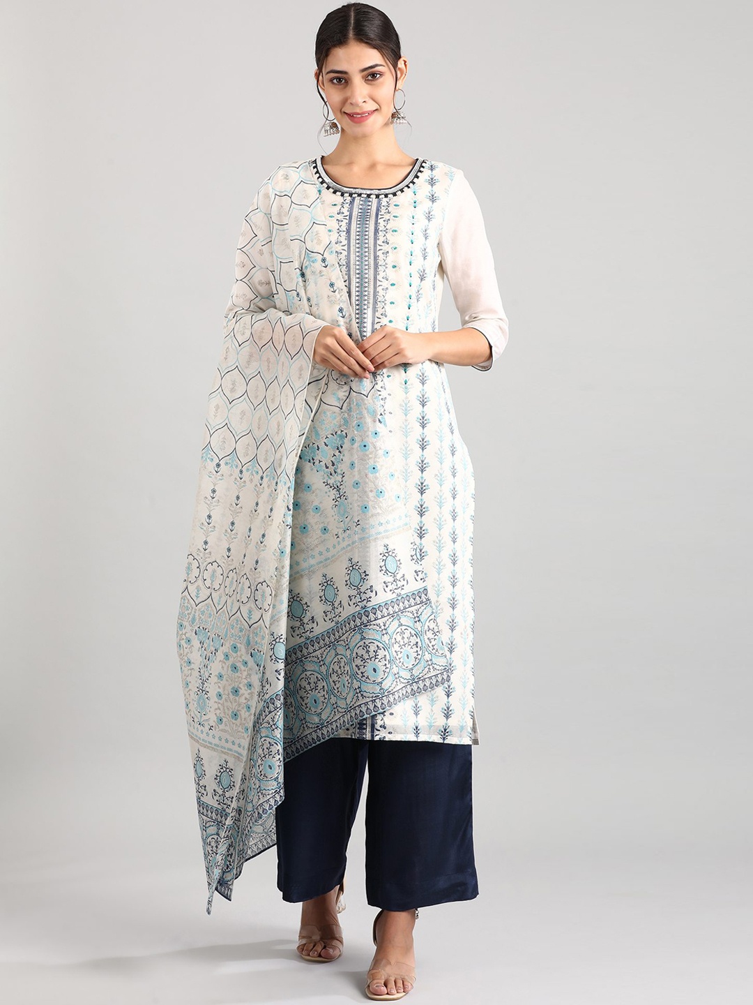 

AURELIA Printed Kurta Set, White