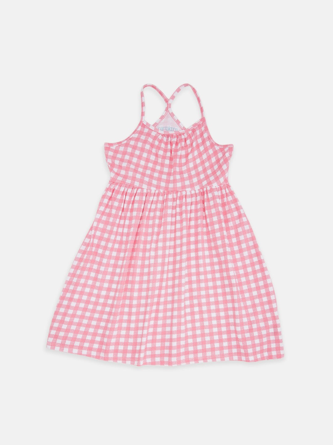 

Pantaloons Junior Girls Pink & White Checked Shoulder Straps A-Line Dress