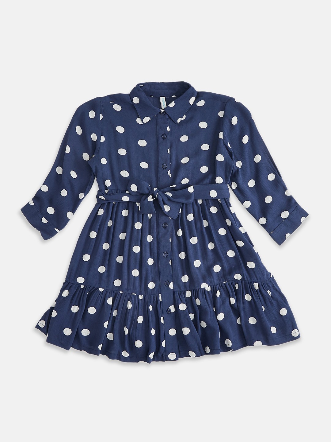 

Pantaloons Junior Girls Navy Blue Polka Dots Printed Dress