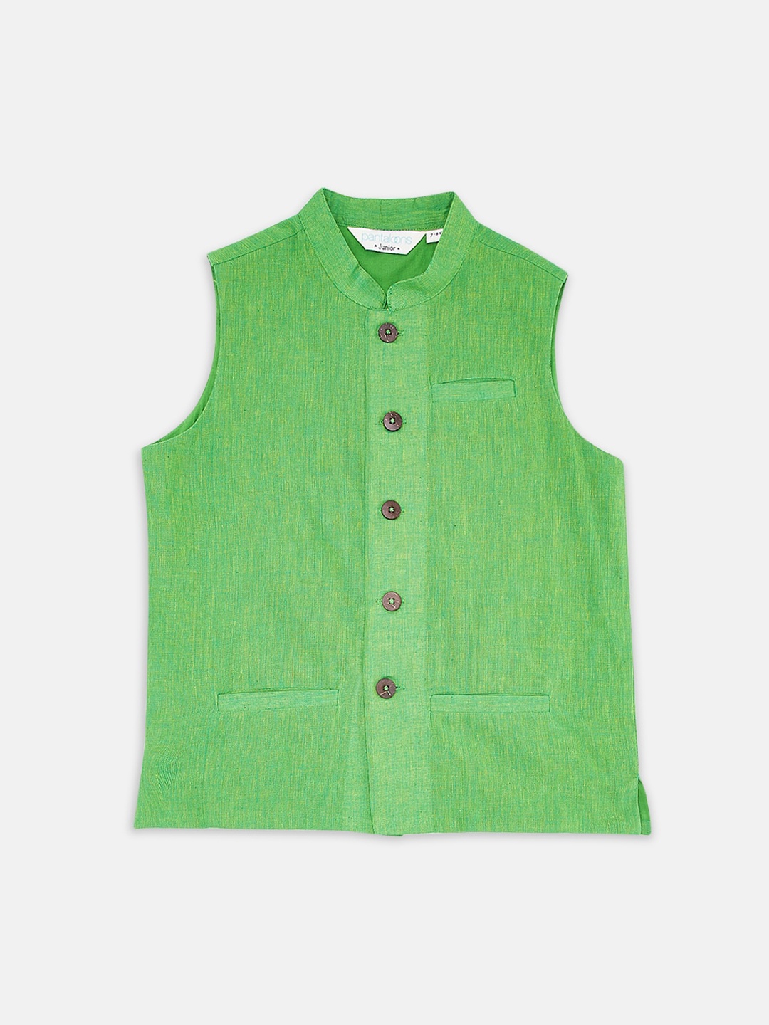 

indus route by Pantaloons Boys Green Pure Cotton Waistcoat