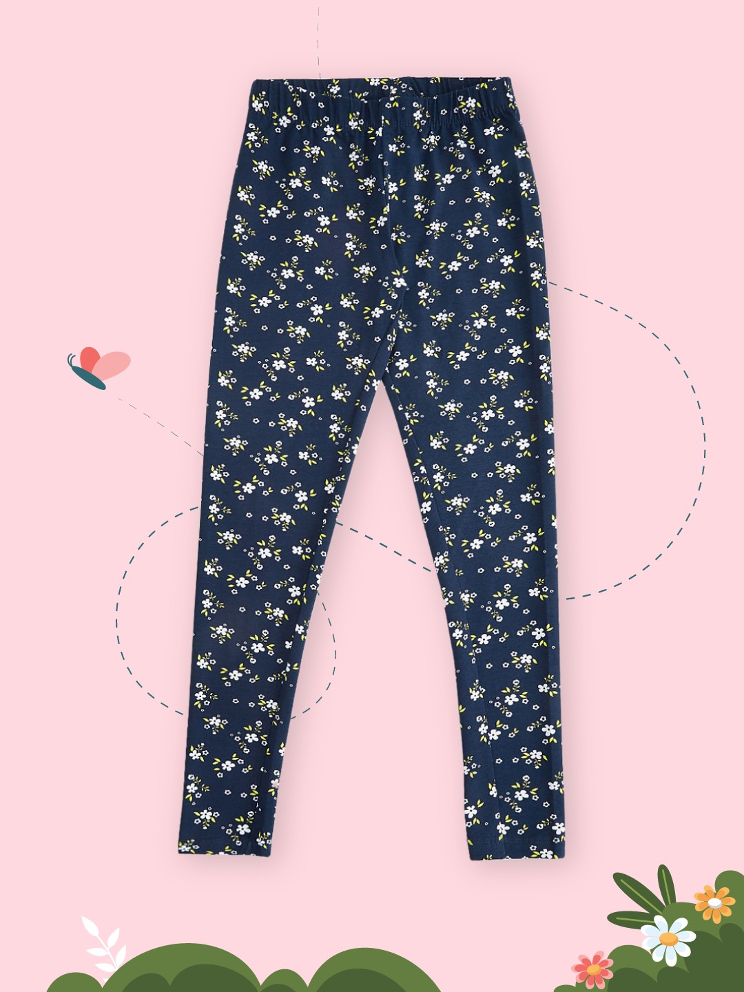 

Pantaloons Junior Girls Navy Blue Printed Cotton Leggings