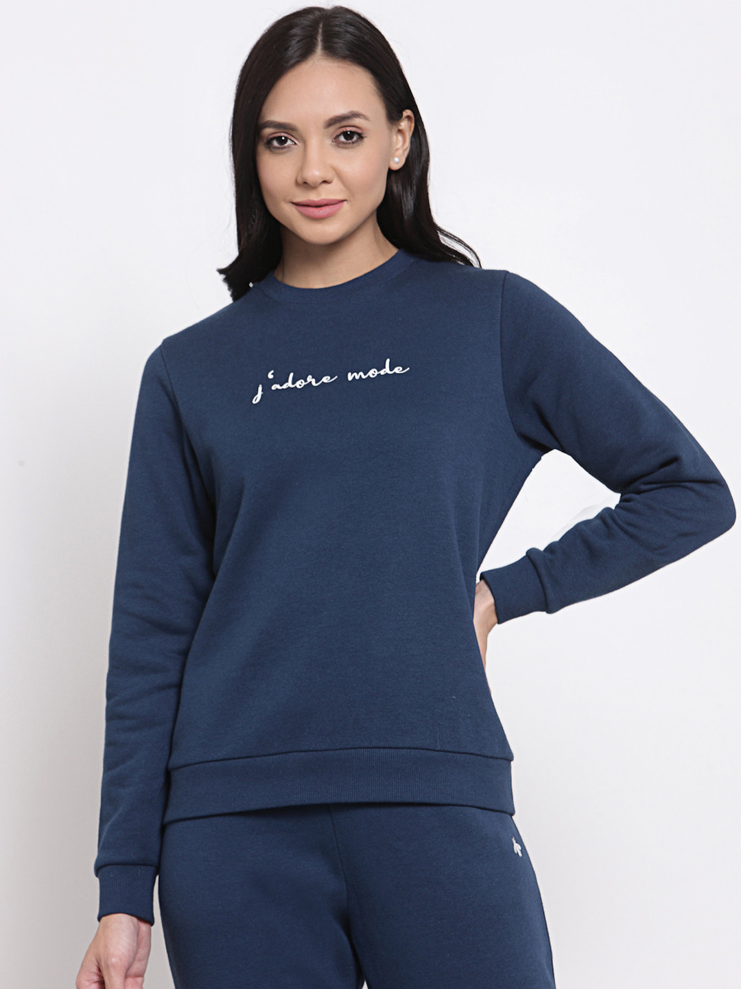 

Mode by Red Tape Women Navy Blue Printed Sweatshirt