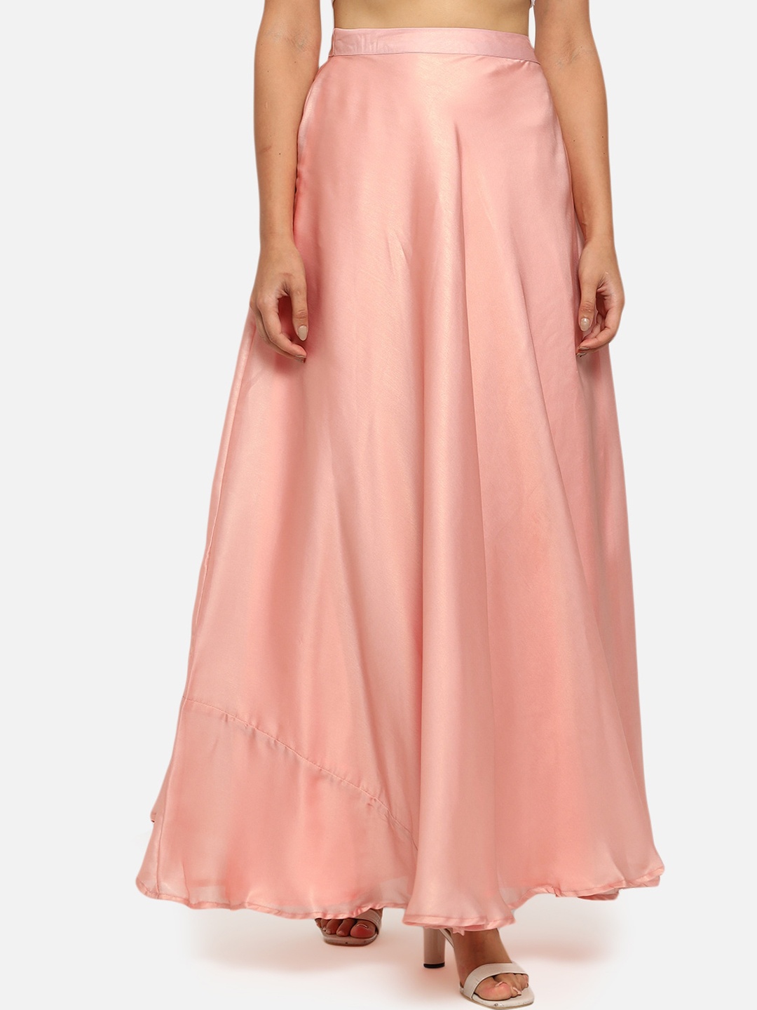 

Just Wow Women Peach-Coloured Solid A-Line Maxi Skirt