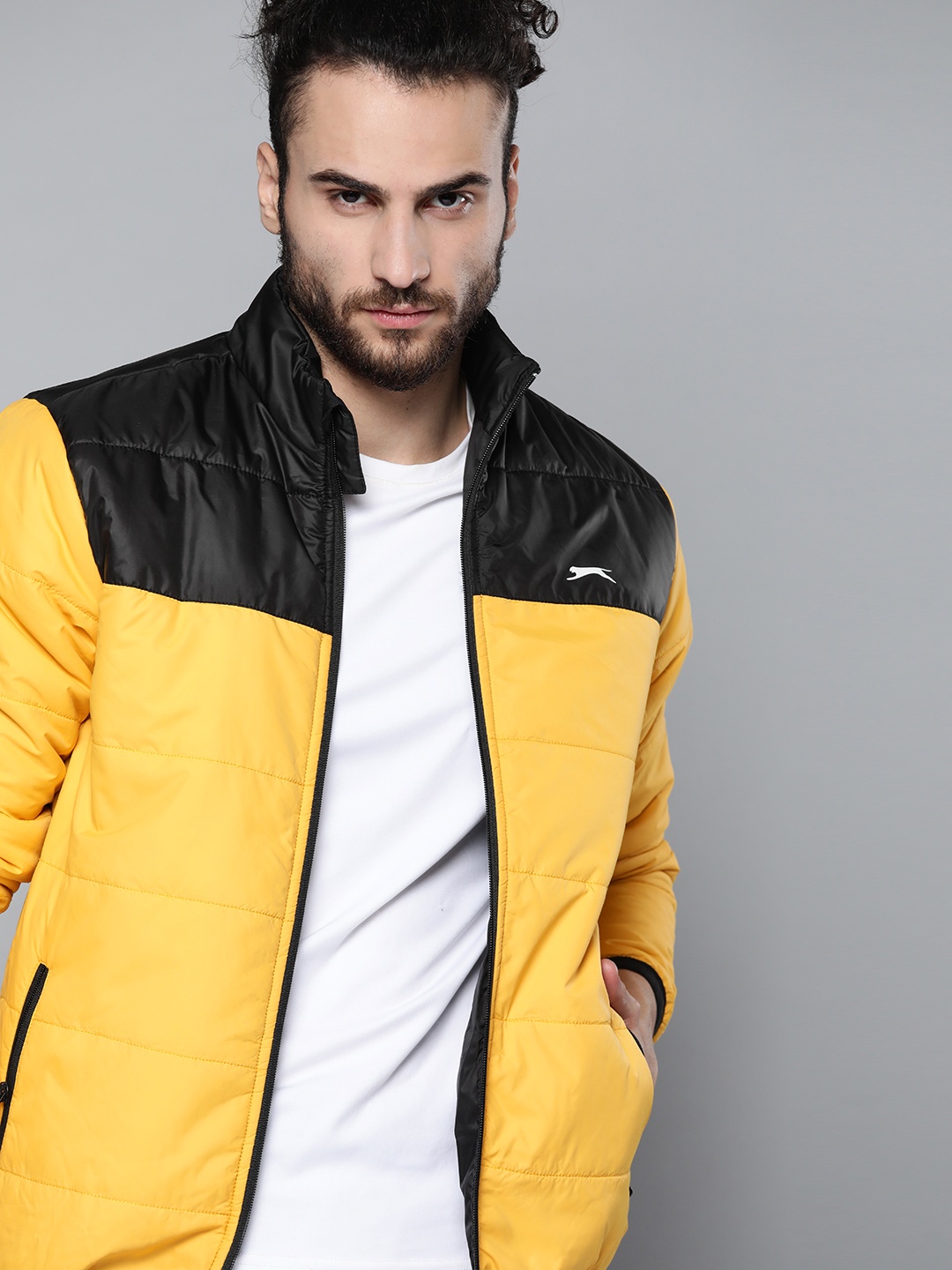 

Slazenger Men Yellow & Black Colourblocked Padded Jacket