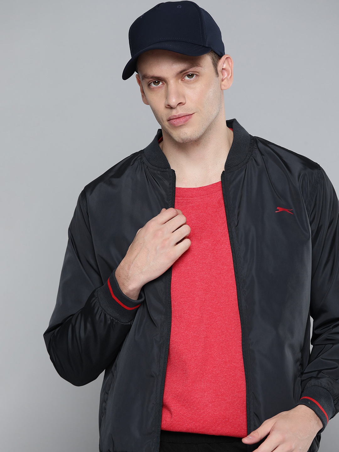 

Slazenger Men Black Athleisure Bomber Sporty Jacket