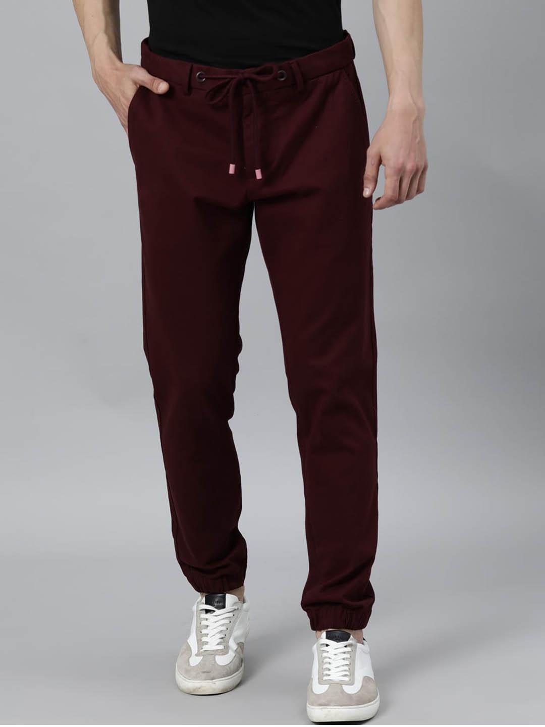 

RARE RABBIT Men Maroon Slim Fit Joggers Trousers