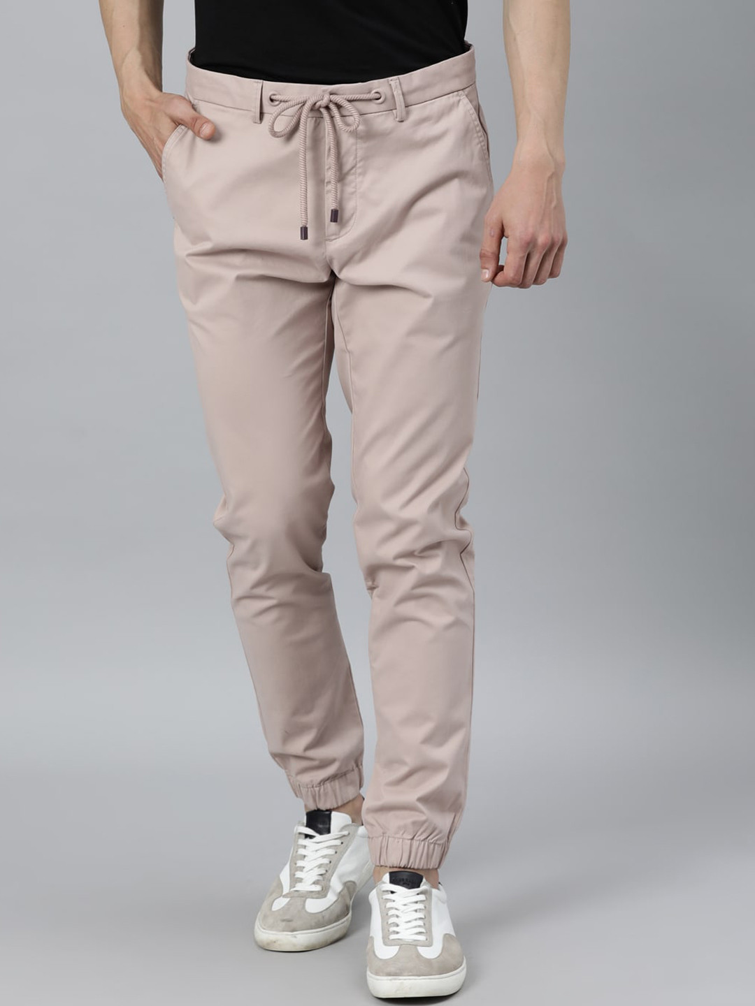 

RARE RABBIT Men Glob Mid-Rise Slim Fit Joggers, Pink