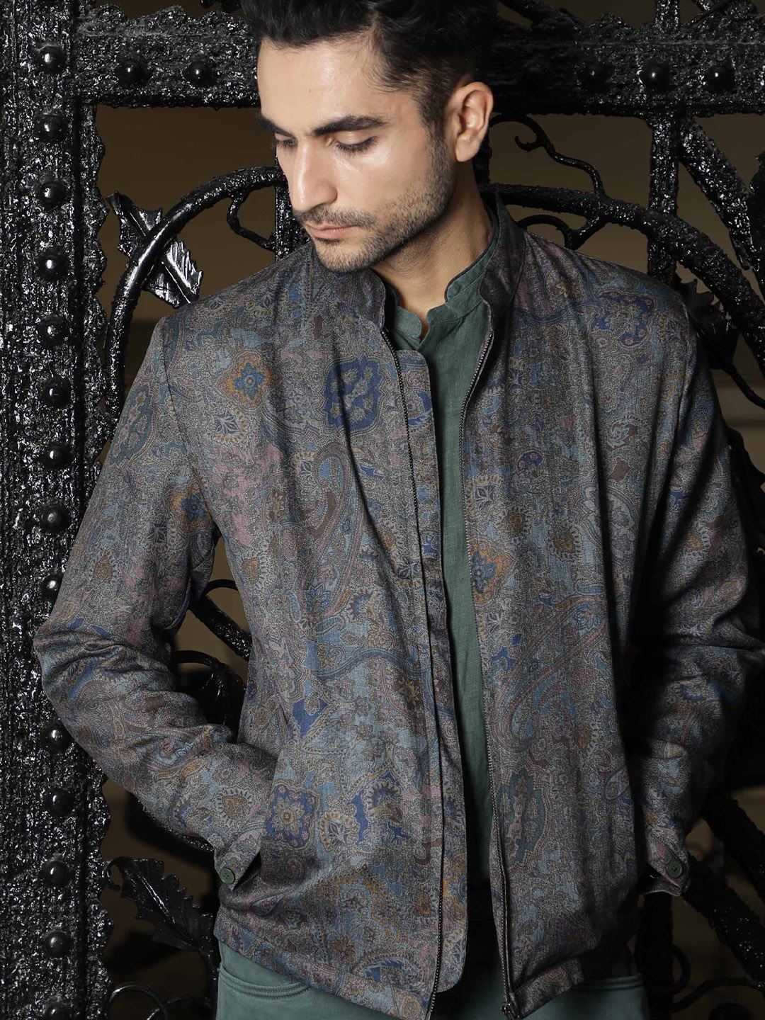 

RARE RABBIT Men Grey Blue Tailored Jacket