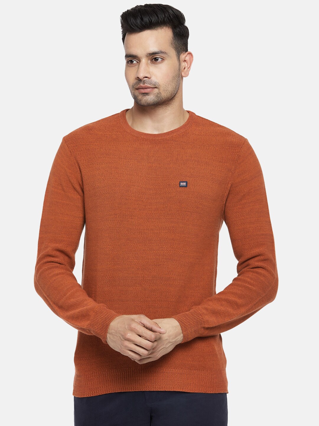 

BYFORD by Pantaloons Men Rust Brown Pure Cotton Pullover
