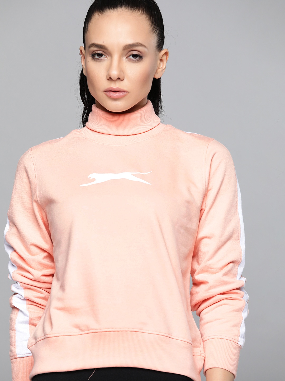 

Slazenger Women Peach-Coloured & White Printed Sweatshirt
