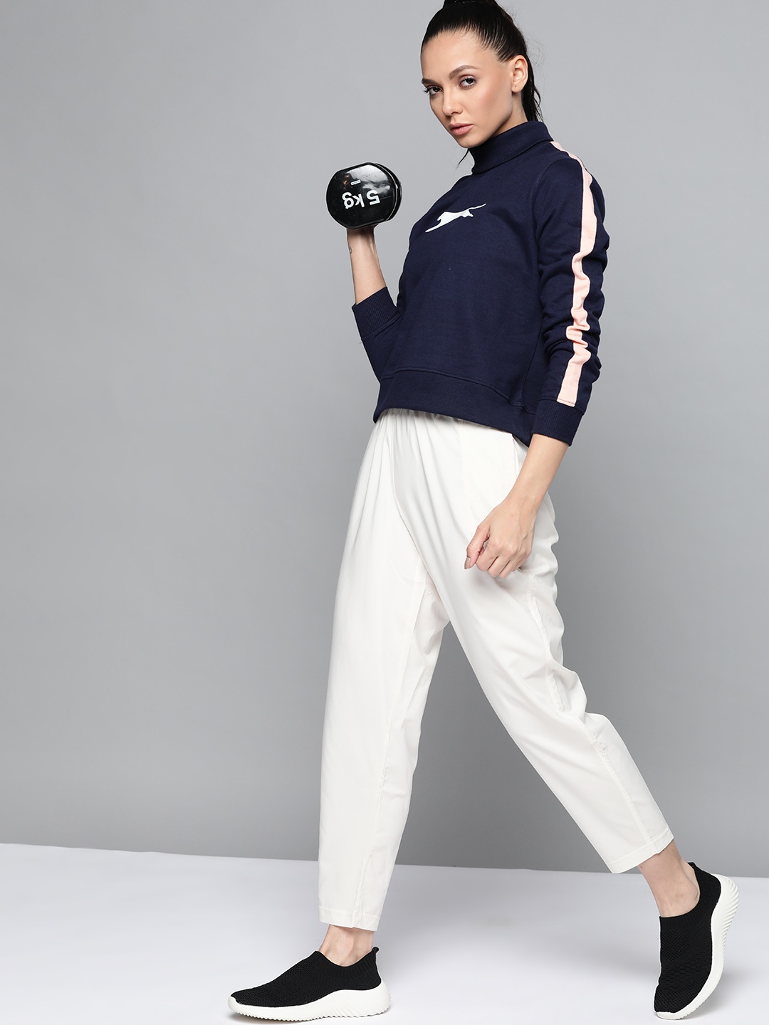 

Slazenger Women Navy Blue & White Printed Sweatshirt
