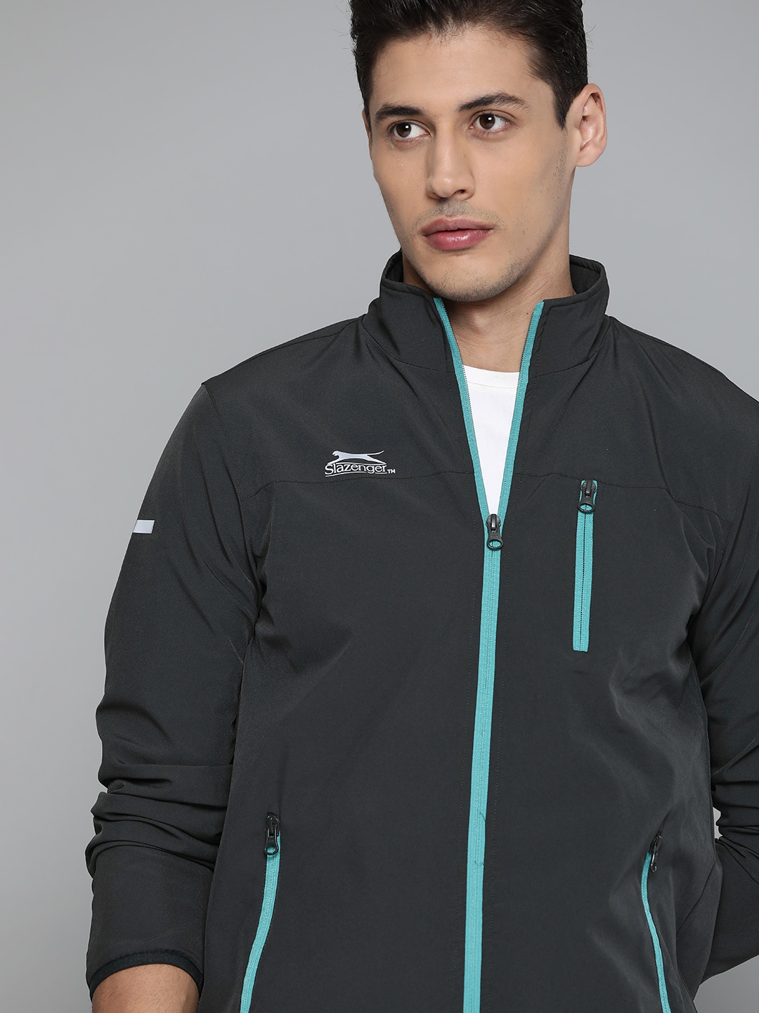 

Slazenger Men Black Running Packable Ultra-Dry Sporty Jacket