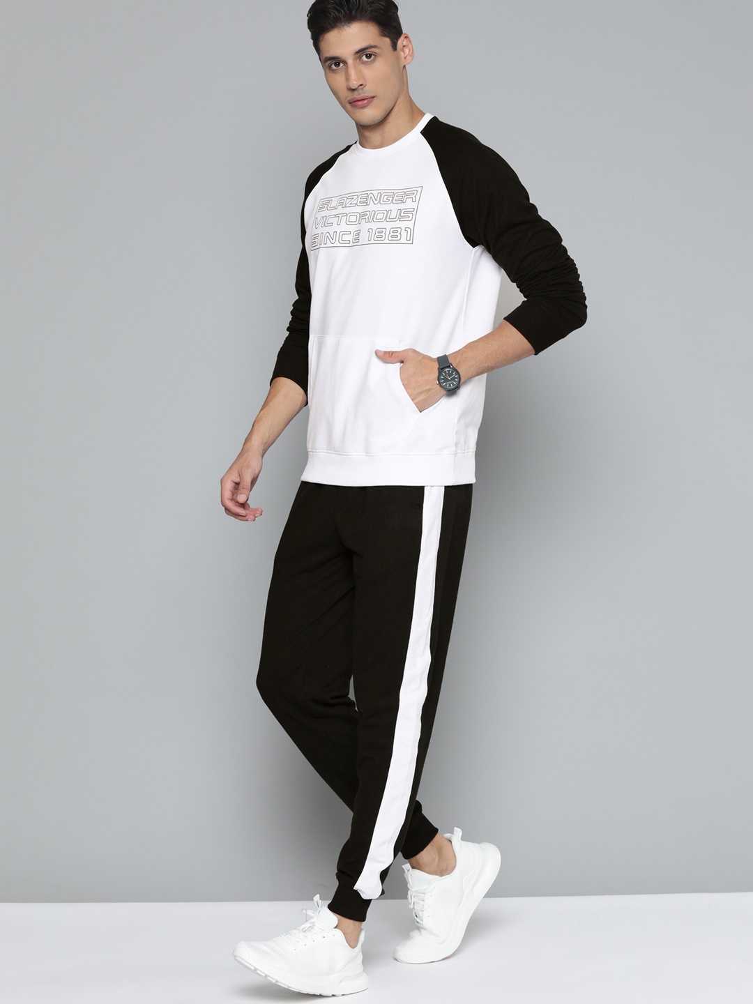 

Slazenger Men White & Black Typography Printed Tracksuit