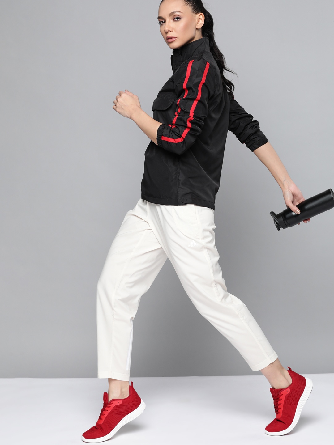 

Slazenger Women Black Brand Logo Running Tailored Rapid-Dry Jacket