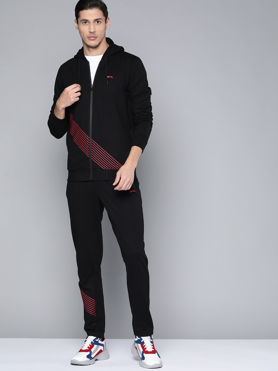

Slazenger Men Black Solid Athleisure Track Suits