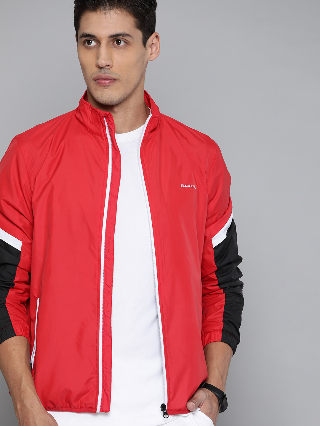

Slazenger Men Red & Black Solid Running Rapid-Dry Jacket