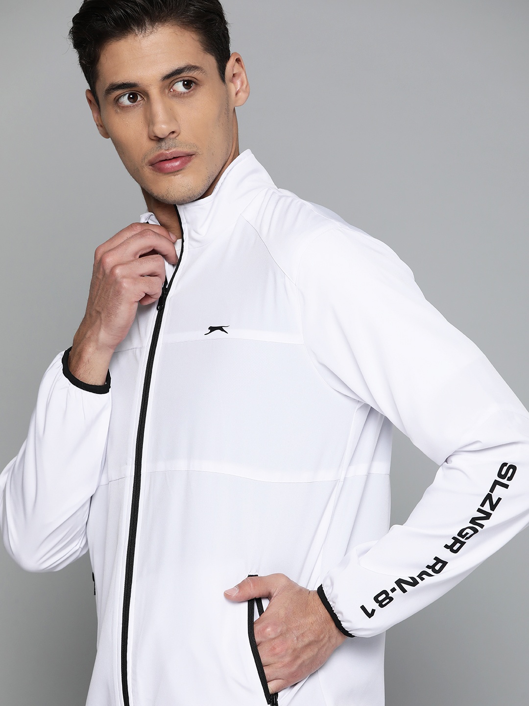 

Slazenger Men White Packable Running Ultra-Dry Sporty Jacket