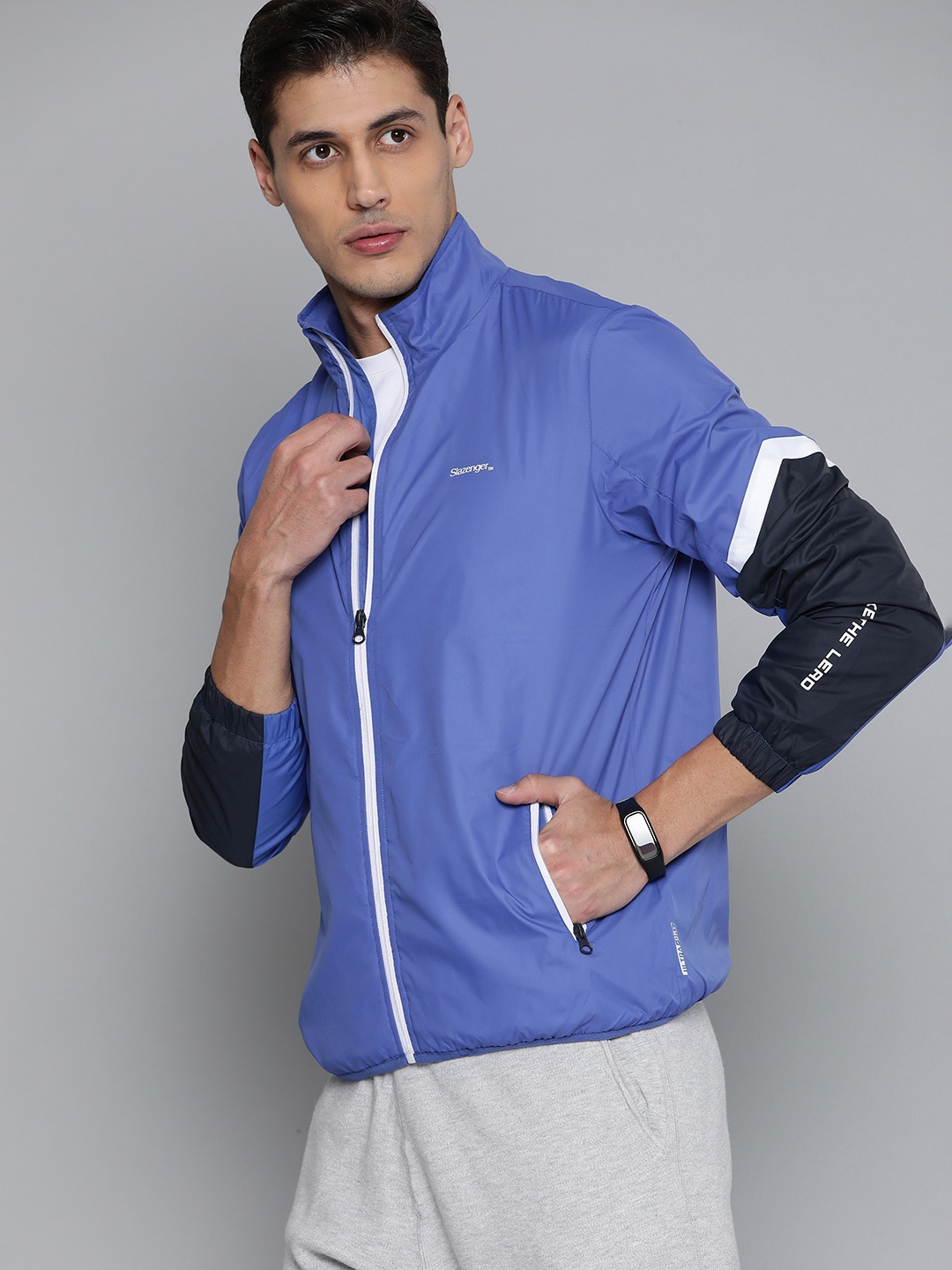 

Slazenger Men Blue Solid Running Rapid-Dry Jacket