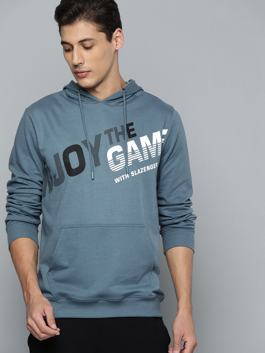 

Slazenger Men Grey Printed Hooded Sweatshirt