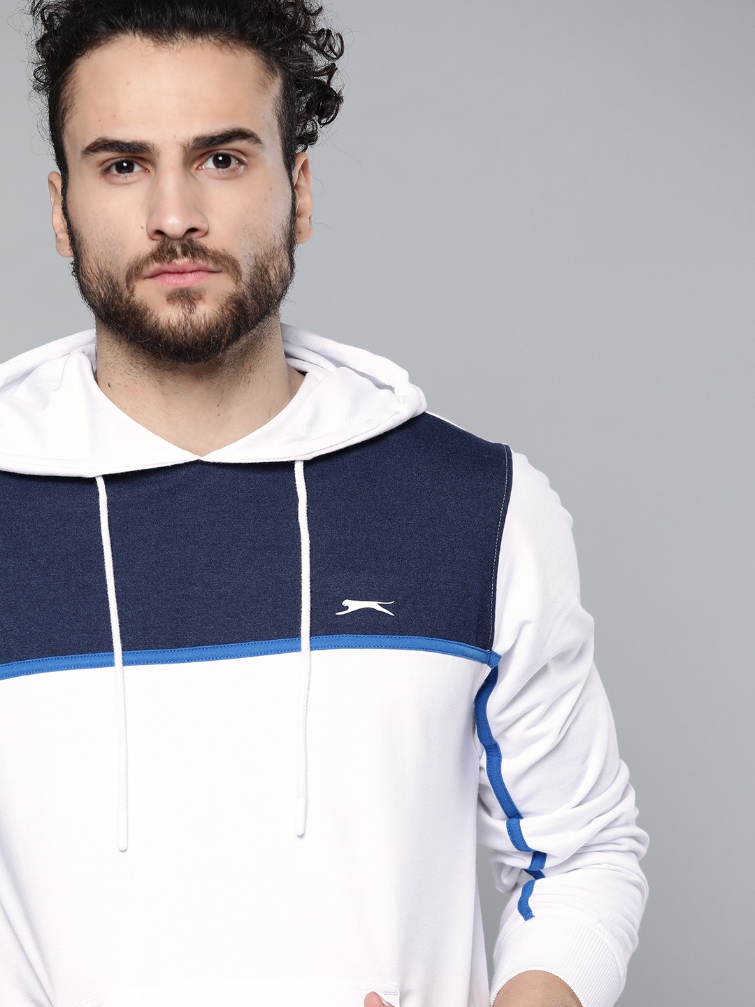 

Slazenger Men White Colourblocked Hooded Sweatshirt