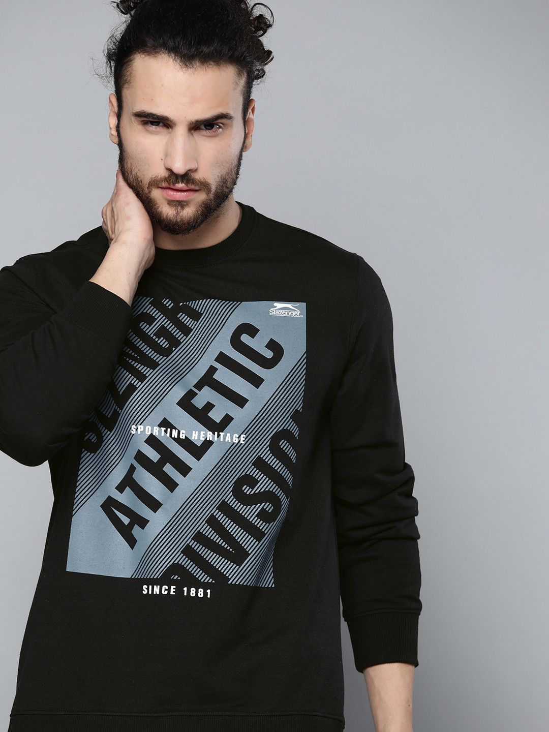 

Slazenger Men Black & Grey Typography Print Sweatshirt
