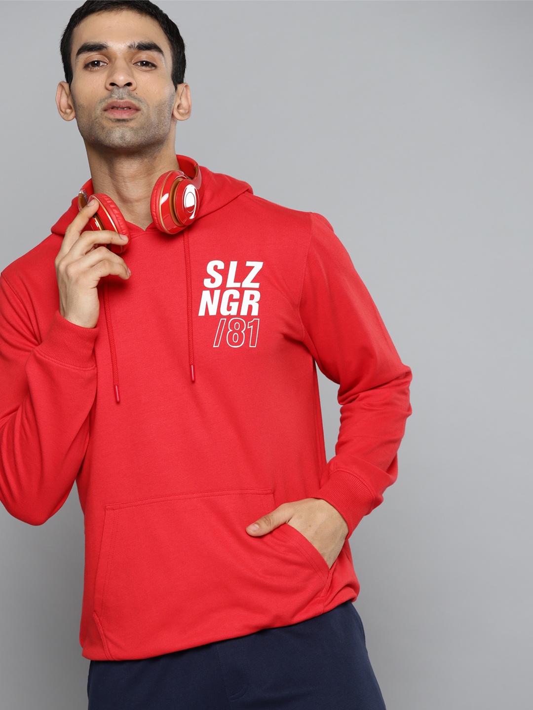 

Slazenger Men Red Printed Detail Hooded Sweatshirt