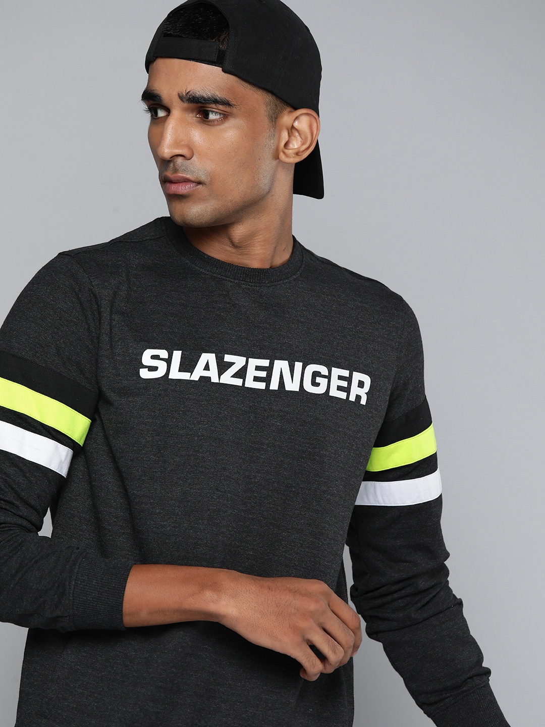 

Slazenger Men Charcoal Grey Printed Athleisure Sweatshirt