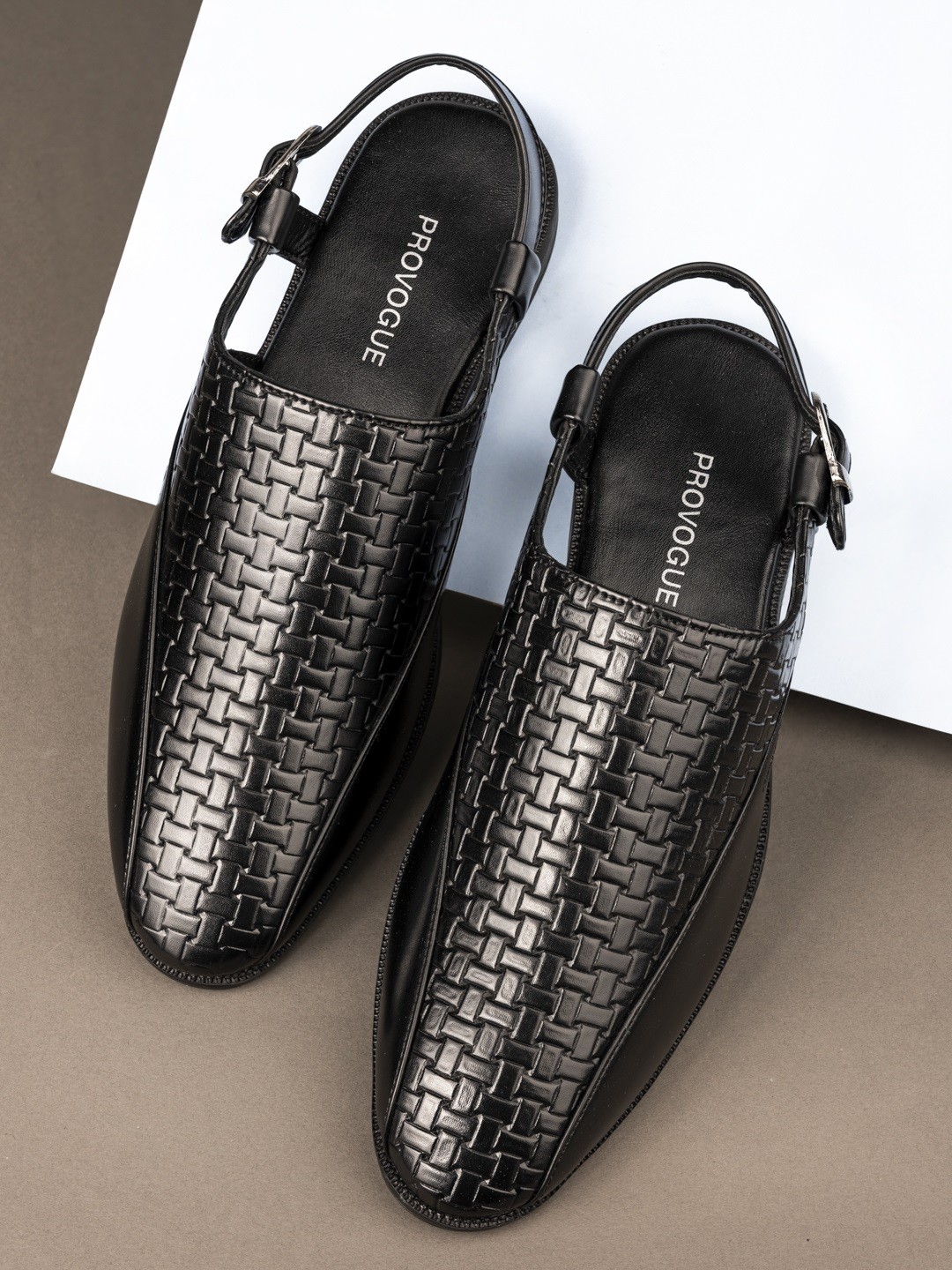 

Provogue Men Black Ethnic Shoe-Style Sandals