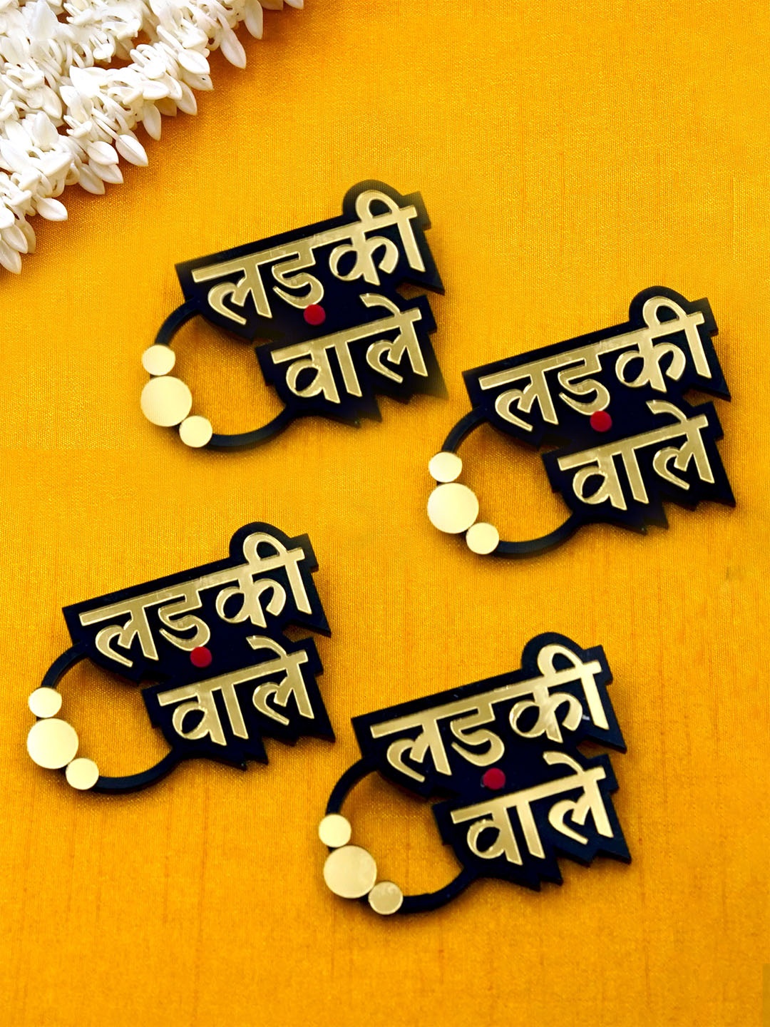 

Krafted with Happiness Unisex Black & Beige Set of 4 Wedding Brooches