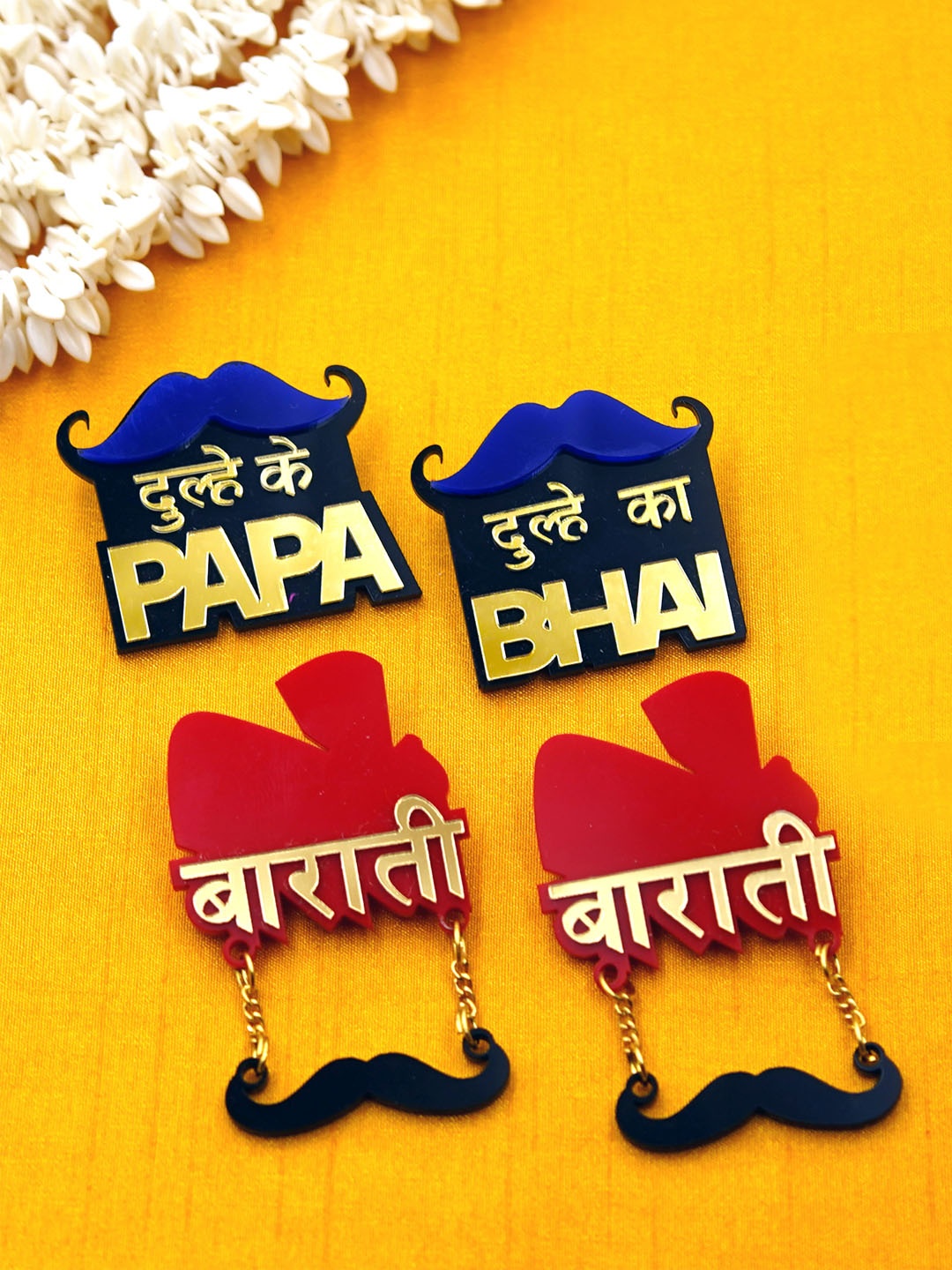 

Krafted with Happiness Set of 4 Ladkewale Wedding Brooch, Gold