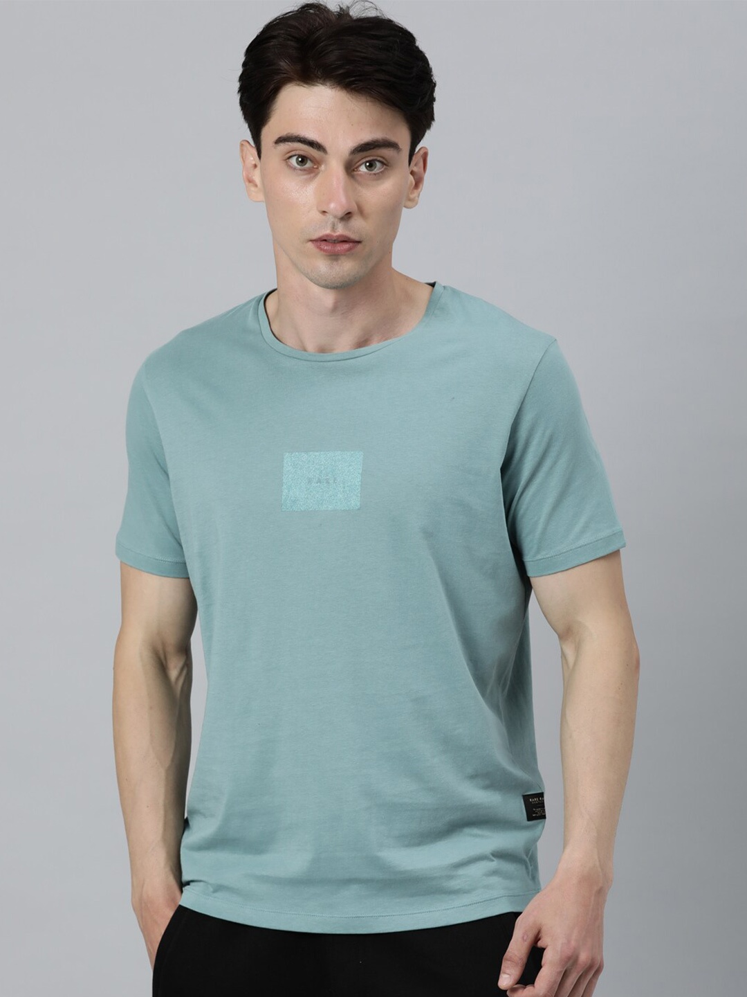 

RARE RABBIT Men Lauan Cotton Regular Fit T-Shirt, Teal
