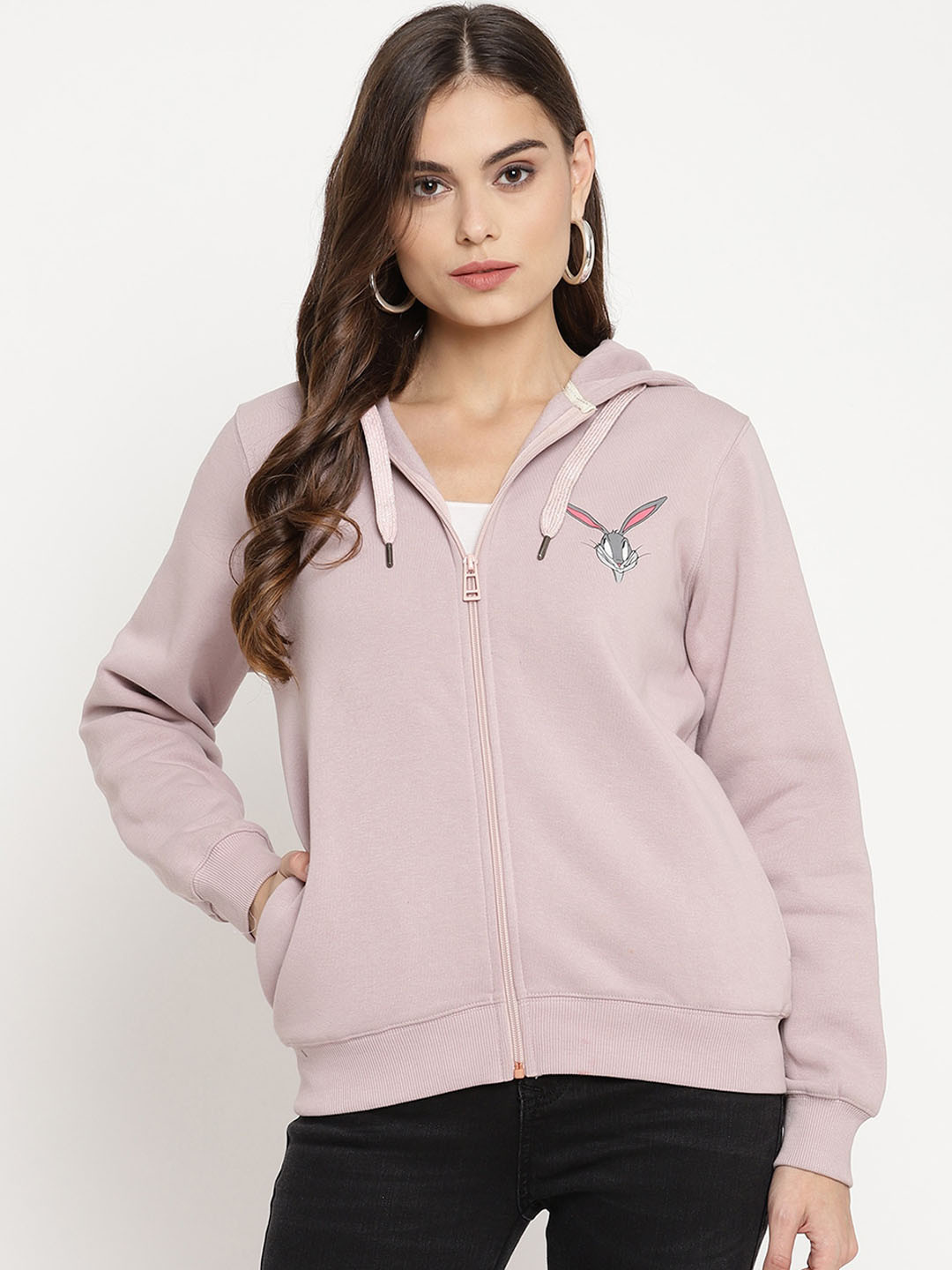 

Madame Women Mauve Hooded Sweatshirt