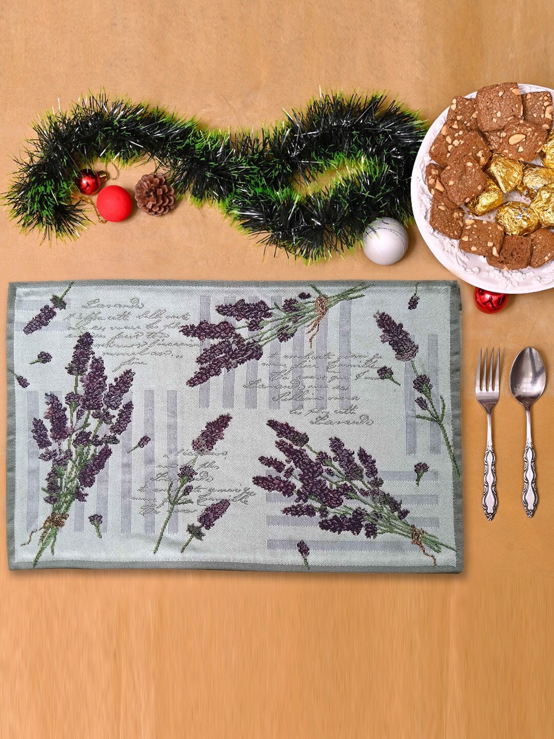 

Avi Living Set of 4 Pink & Green Jacquard Woven Bloom Table Mats