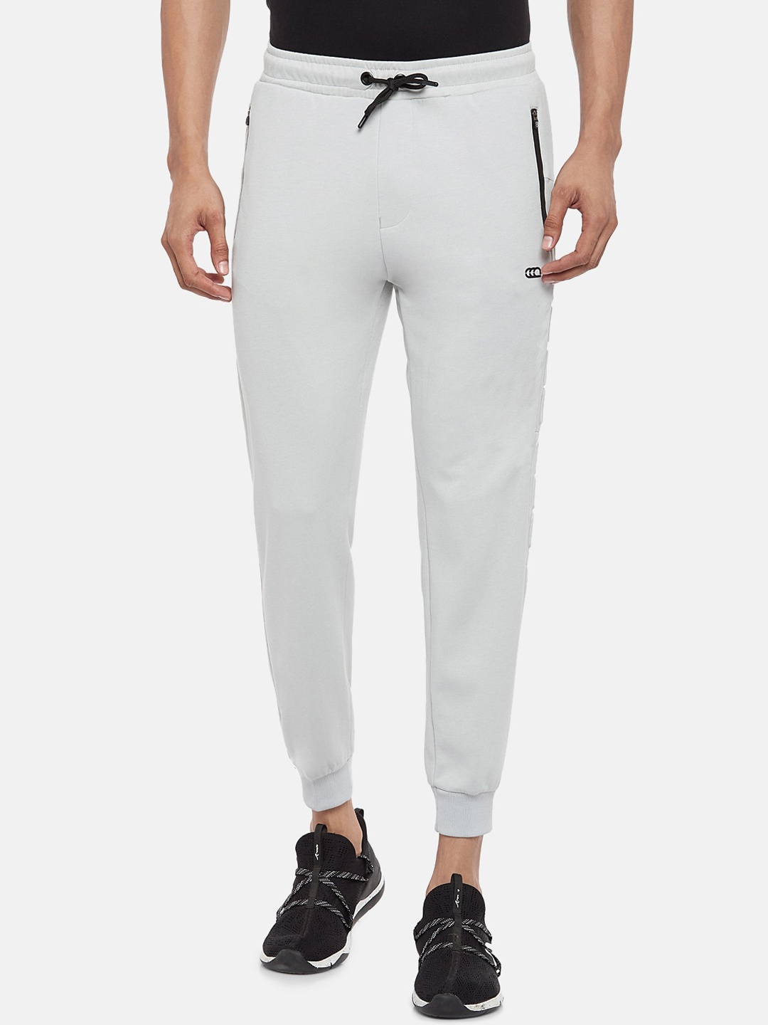 

Ajile by Pantaloons Men Grey Solid Slim-Fit Pure Cotton Joggers