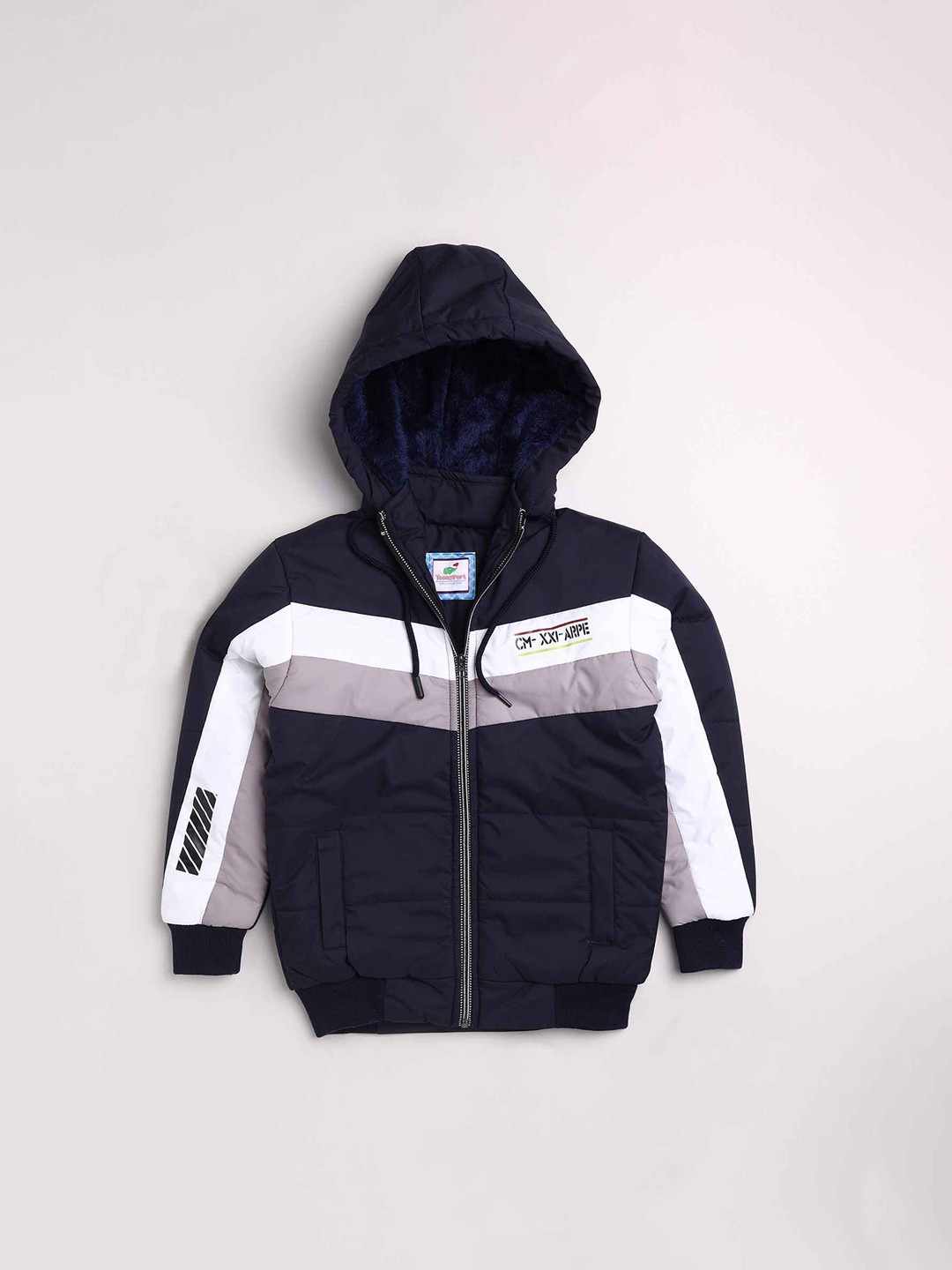 

Toonyport Boys Navy Blue White Colourblocked Lightweight Padded Jacket