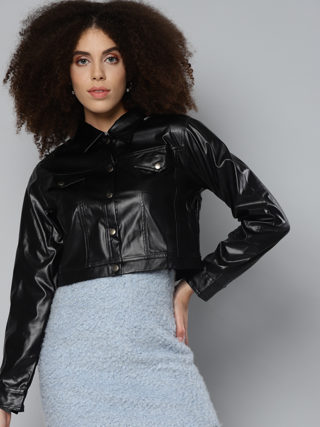 

SASSAFRAS Women Black Crop Tailored Jacket