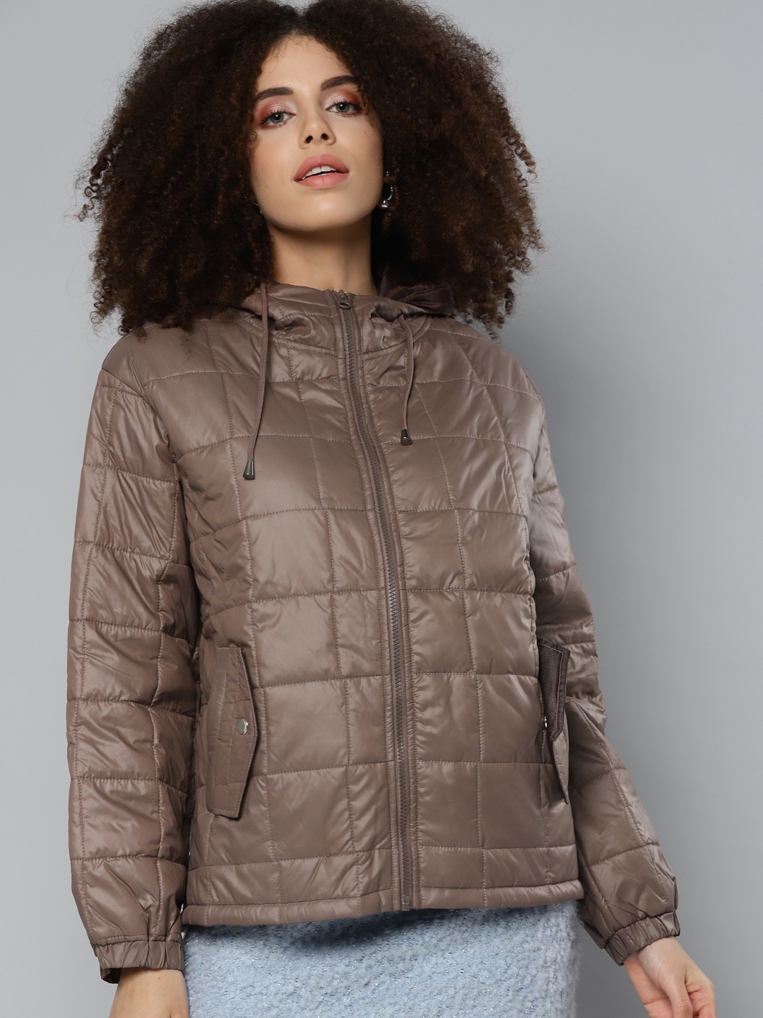 

SASSAFRAS Women Brown Oversized Hooded Padded Jacket