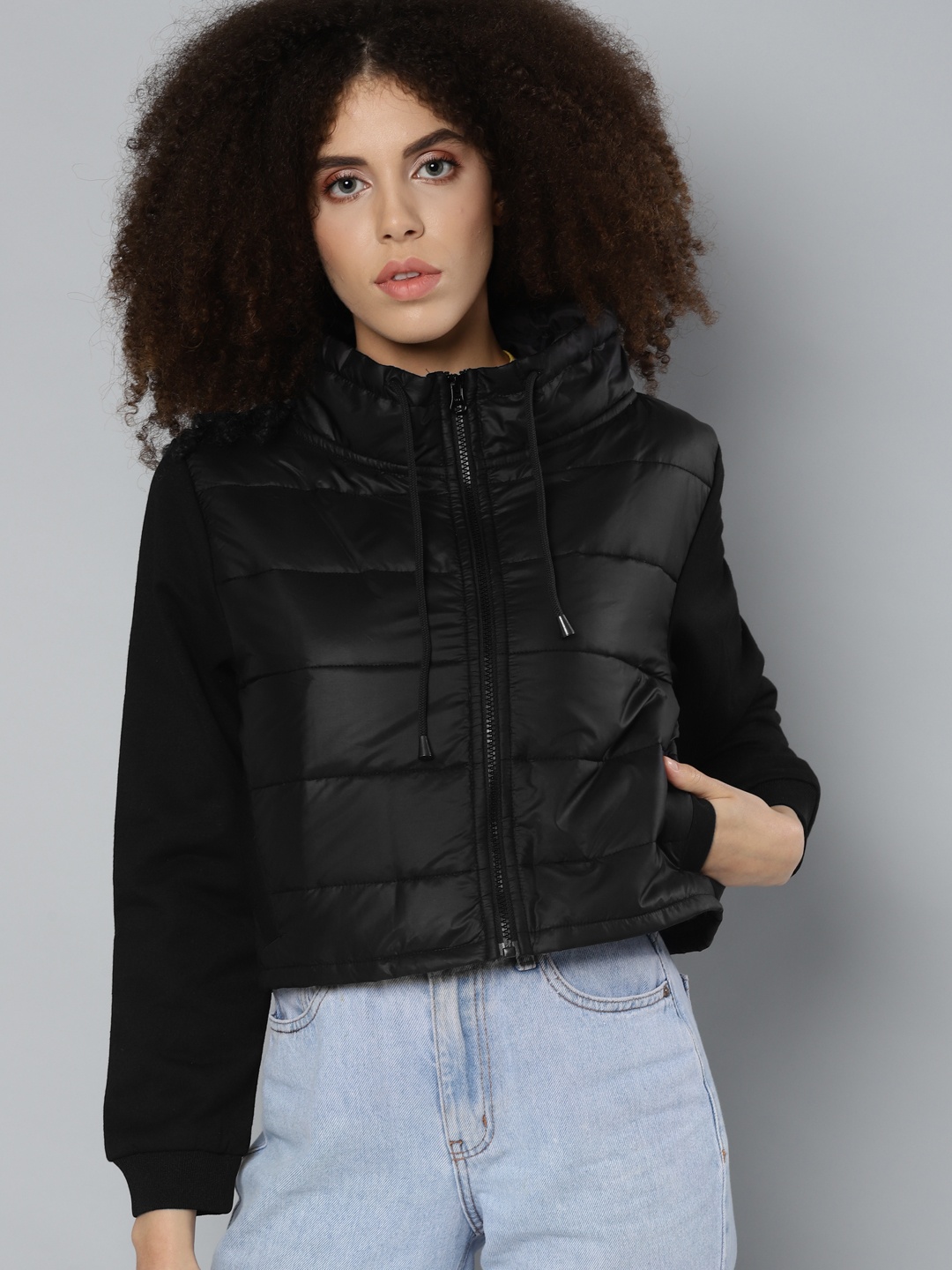 

SASSAFRAS Women Black Padded Jacket
