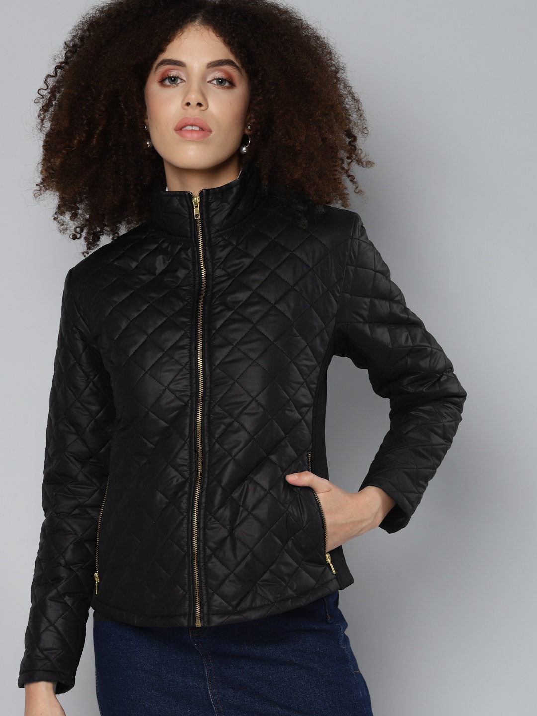 

SASSAFRAS Women Black Quilted Jacket