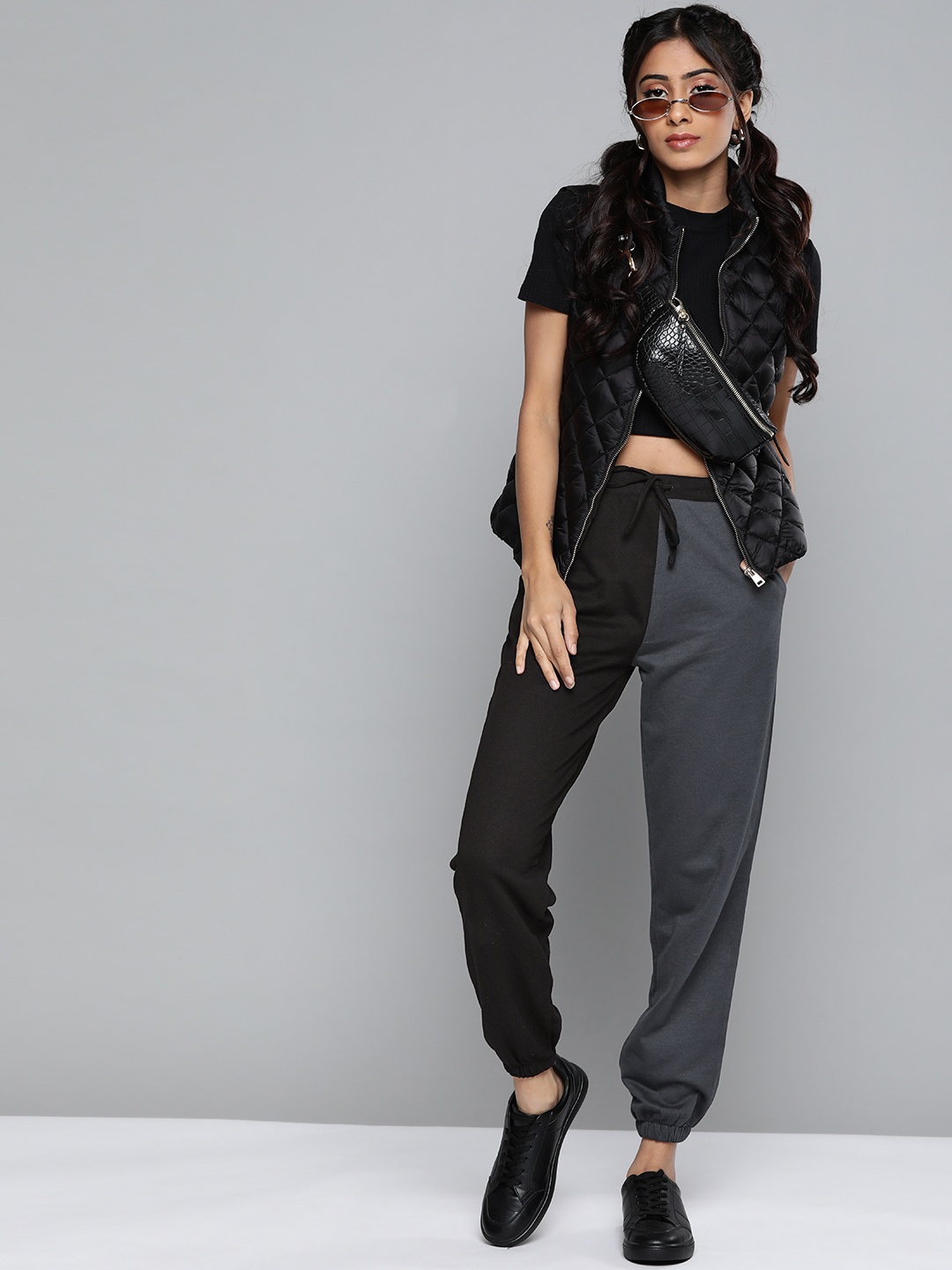 

SASSAFRAS Black & Grey Colourblocked Joggers